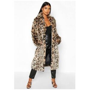 LITA Made In Italy Edgy Streetwear Faux Animal Print Armour Coat Wildcat XS